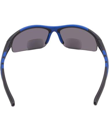 Eyekepper TR90 Unbreakable Bifocal Half Rimless Sunglasses for Sports - Baseball Running Fishing Golf & More | Black-Blue Frame 1.5x - Buy Online on GoSupps.com