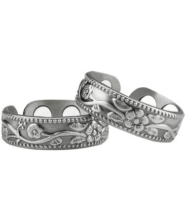 Vicmag 2PCS Magnetic Copper Rings for Women with 99.99% Solid Pure Copper Adjustable with Gift Box (Grey Plum)