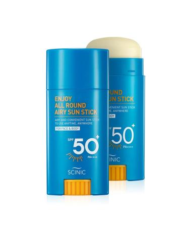 SCINIC Enjoy All Round Airy Sun Stick SPF50+ PA++++ 0.88oz (25g) | Strong UV Protection Anytime  Anywhere Air-light  Clear Airy Sun Stick | Korean Skincare