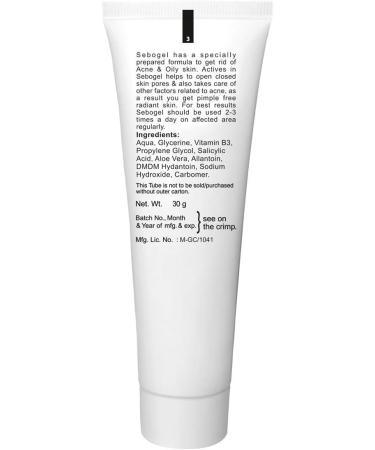 Sebogel Salicylic Acid & Nicotinamide Gel for Pimples - Oily Skin Treatment 30gm | International Shipping - Buy Online on GoSupps.com