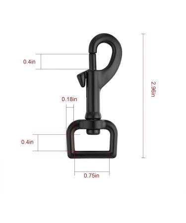 Dog Lead Clips Dog Lead Clasp Black Heavy Duty Dog Lead Snaps Hooks Swivel Snap Hooks Trigger Clip Trigger Snaps base interior width 3/4" 4pcs - Buy Online on GoSupps.com