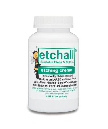 etchall Etching Cream (4oz) for Glass, Mirrors, Ceramics, Porcelain, Marble, and Slate - for Makers, Creators, Crafters, DIY'ers of All Ages & Experience Levels, Smooth Formula and Fast Acting 4 Ounce - Buy Online on GoSupps.com