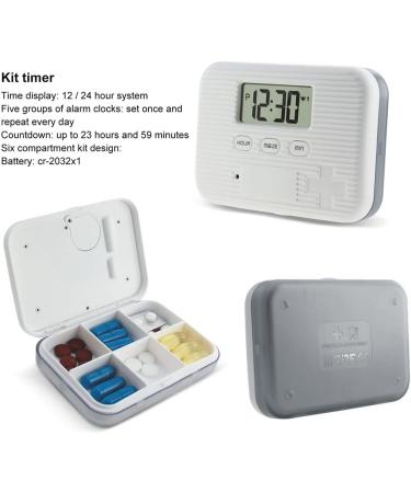 Digital Pill Dispenser with Alarm and LCD Display - 6 Compartment Mini Pill Organizer for Daily Medication Management - Buy Online on GoSupps.com