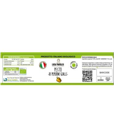 Pantaleo Agricoltura Luisa Pantaleo organic yellow pepper pesto 6 jars of 175 g 100 made in Italy without preservatives low fat content excellent with fresh pasta and baked recipes - Buy Online on GoSupps.com