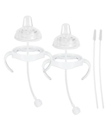 Sippy Cup Soft Spout Conversion Kit for Philips Avent Natural Baby Bottle Bottle Handles and Weighted Straw (2 Pack) 2 Pack WHITE