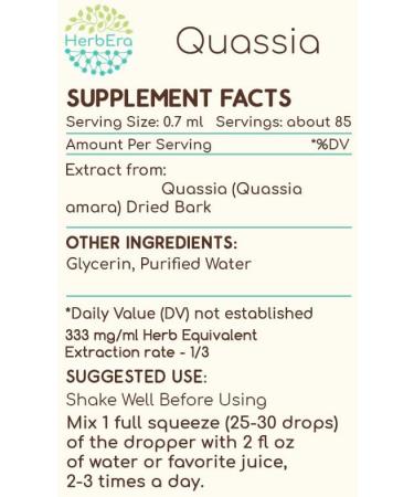 HerbEra Quassia B60 Alcohol-Free Herbal Extract Tincture, Super-Concentrated Wildcrafted Quassia (Quassia Amara) (2 fl oz) 2 Fl Oz (Pack of 1) - Buy Online on GoSupps.com