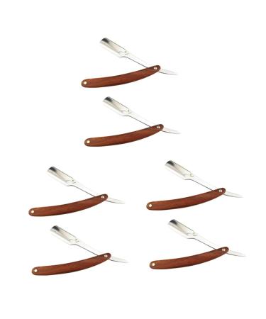 Frcolor 6 STK Handwalier For Men Governor Friseur Razi Fryp Prazier Premium Razor Head Razor For Face Straight Razor Men Razor Bamboo Man Folds straight a blade