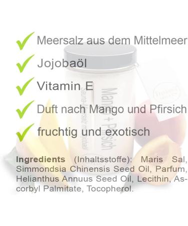 Frankonia Bath & Spa Sauna Salz Peeling - Mango Peach 400g | Vegan Sea Salt Body Scrub with Jojoba Oil & Vitamin E | Paraben-Free Shower & Body Peeling for All Skin Types - Buy Online on GoSupps.com