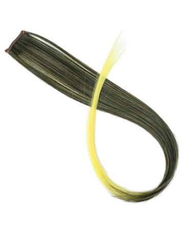 Long Straight Hair False Color Hair Clip Highlights Rainbow Hair Stripes Pink Synthetic Hair Clip Fashion Wig 64H