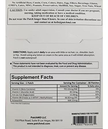 PatchMD Iron Plus Topical Patches - 30 Day Supply | 30 Patches - Buy Online on GoSupps.com
