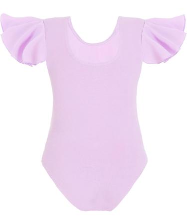 Domusgo Girls Ruffle Sleeve Ballet Gymnastics Leotard | Pink Black Purple | Size 3-4T - Buy Online on GoSupps.com
