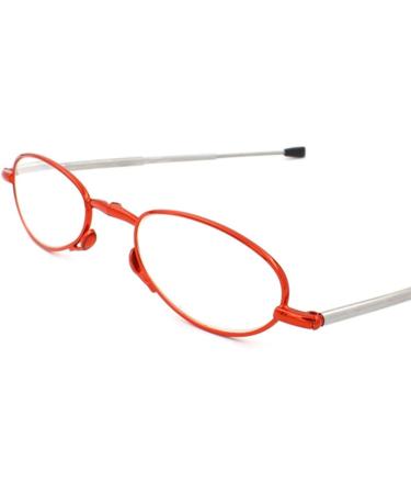Cokobin Foldable Reading Glasses +3.5 - Stainless Steel Anti-Blue Light Aid with Hard Shell Case for Women & Men - Red - Buy Online on GoSupps.com