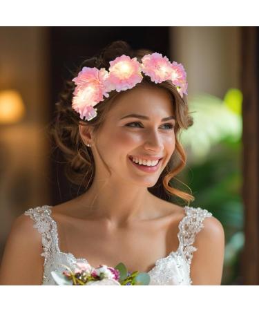 Fashband LED Crown Headband Light Up Flower Wreath Headbands Pink Party Hair Accessories for Women - Buy Online on GoSupps.com
