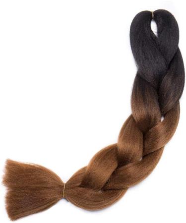 Ombre Jumbo Braiding Hair Extensions 24 Inch 1pc Jumbo Braid Two Tone Synthetic Hair Extension Black to Coffee - Buy Online on GoSupps.com