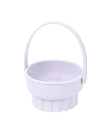 Makeup Brush Cleaning Mat 3 In 1 Silicone Makeup Brush Cleaner Bowl With Drying Holder Brush Cleaning Scrubber Tool For Storage Stand & Air Dry Brushes Purple