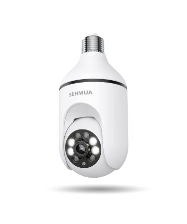 2K Light Bulb Security Camera Outdoor, 360 Wi-Fi Lightbulb Security Wireless Camera with Color Night Vision, Motion Tracking Sensor, 24/7 Recording, SD&Cloud Storage, Works with Alexa, E26/E27 Socket Light Bulb Camera