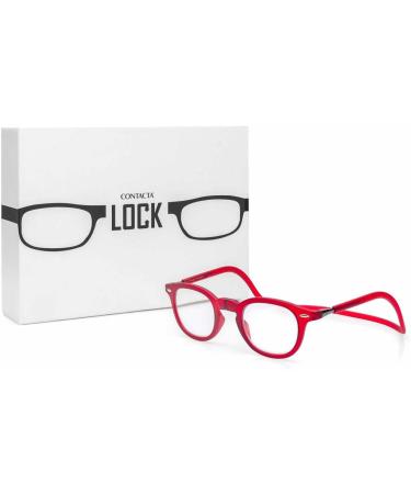 Contacta Lock Reading Glasses for Men & Women - Magnetic Adjustable Red +3.00 Diopters - Includes Glasses Holder - Buy Online on GoSupps.com