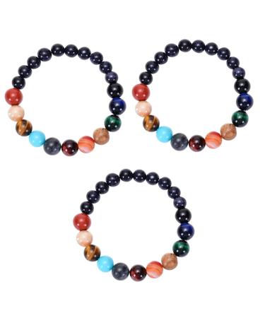 Amosfun 2 Pcs Sandstone Eight Planets Bracelet Planetary Wrist Chain System Bracelet Men Bracelets Bracelet for Women Men's Bracelet Eight Planets Styled Bracelet Miss 6.8x1cmx3pcs Colorfulx3pcs