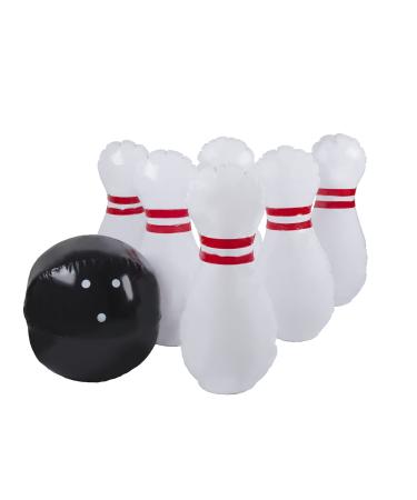Hey! Play! Kids Giant Bowling Game Set - Inflatable Jumbo Bowling Pins and Ball for Outdoor and Indoor Use, for Children and Adults , White