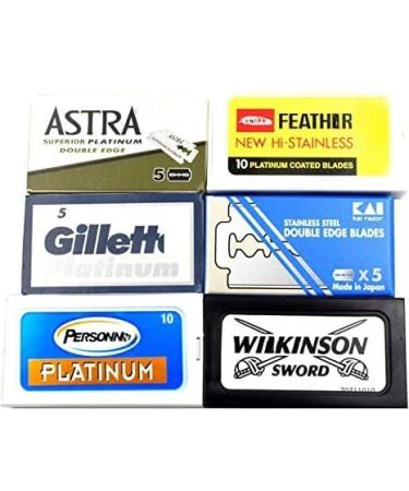 Astra-KAI-Pers nna-WiIkinson Double Edge Razor Blades Sampler (40 blades  6 different brands)