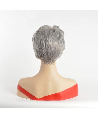 Royalfirst Short Curly Wigs for Women | Silver-Gray Heat-Resistant Hair Wig with Ponytail & Free Wig Cap - Buy Online on GoSupps.com