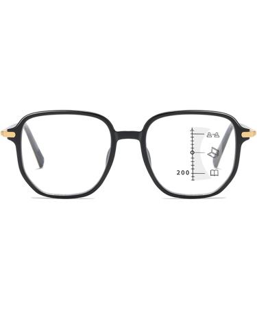 Fashionable Progressive Multifocus Reading Glasses - Anti-Blue Light for Middle-Aged & Seniors | Iynwbjts - Sand Black Frame (3.00) - Buy Online on GoSupps.com