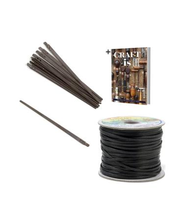 Tandy Leather 2 prong Lacing Needle & Black Imperial Lace Set -10 Needle Set with 1/8 inch x 50 yard Strong Thread Lace & E-book
