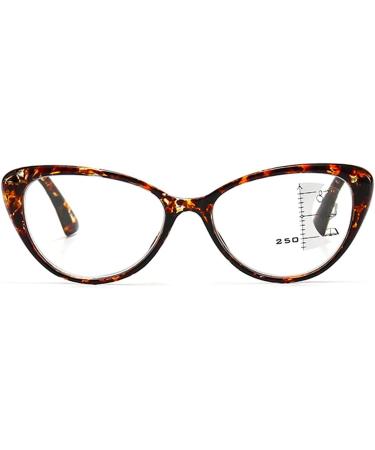 HAOXUAN Fashion Cat's Eye Reading Glasses | Progressive Multifocal Anti Blue Light HD Lenses | Stylish Smart Zoom Women's Glasses | Diopters +1.00 to +3.00 in Brown - Buy Online on GoSupps.com