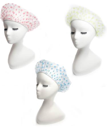 Shower Cap Waterproof Shower Caps for Women Reusable Plastic Shower Cap Large Elastic Bath Cap for Women Spa Salon Home Use and Hotel (3PCS) - Buy Online on GoSupps.com