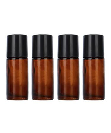4Pcs 30ml/1oz Amber Glass Deodorant Roller Bottle with Plastic Roller Ball & Black Lid Deodorant Bottles Essential Oil Roller Bottles Empty Deodorant Containers for Essential Oils Deodorant