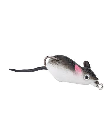 Mouse Rat Fishing Lure, 2pcs Freshwater Soft Rubber Mouse Mice Fishing Lures Artificial Bait Top Water Tackle Hooks Bass Bait Dual Hooks Tackle Dark Grey