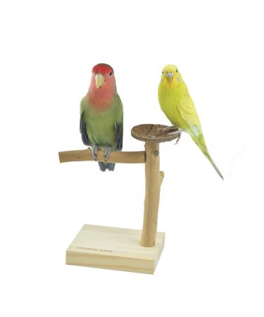 GUANLANT Natural Wood Bird Stands Feeder Toys, Tabletop Portable Training Parrots Perch Playstands Feeding Bowl Treats Toys,Bird Cage Playground Accessories for Parakeets Conure Budgies Lovebirds