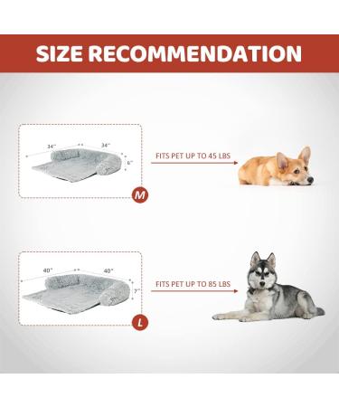 Sagging Calming Couch Protector Pet Bed - Soft Plush Dog Sofa Mat Cover - Removable Washable Cover - Large Grey - Buy Online on GoSupps.com