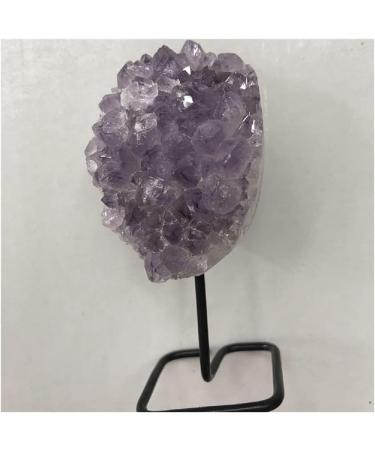 Natural Crystal Stone Small Iron Stand Amethyst Cluster Gem Crafts Modern Minimalist Specimen Feng Shui Home Decoration Gift Beautiful Crystal Cluster (Color : Amethyst 1) - Buy Online on GoSupps.com