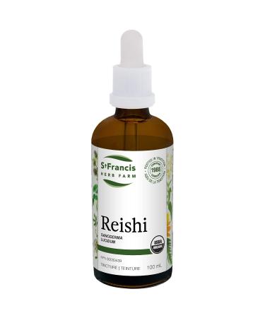 St. Francis Herb Farm Reishi Mushroom Herbal Tincture Liquid | Used as a Tonic for Fatigue & Debility | Helps to Treat Coughs | Organic | Non-GMO | Lactose-Free | (100ml) 100 ml (Pack of 1)