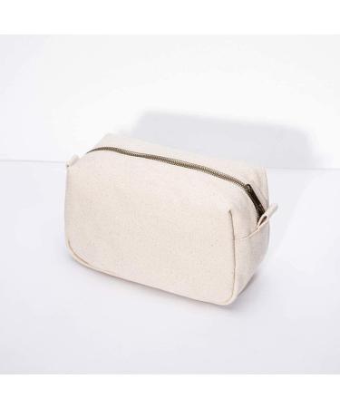 Yonben Small Canvas Makeup Bag - Portable Water-Resistant Toiletry Pouch for Women - Beige - Buy Online on GoSupps.com