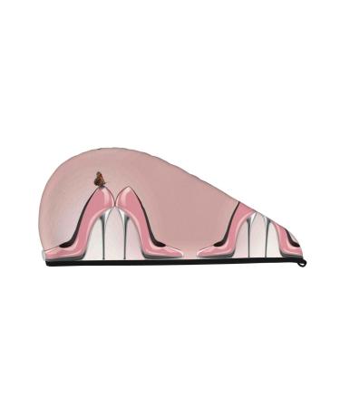 High Heel Shoes Butterfly Microfiber Hair Towel Soft Super Absorbent Hair Towel Wrap for Women Coral Velvet Quick Dry Hair Cap for Long Curly and Thick Hair
