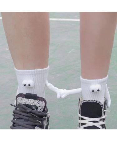 3D Magnetic Suction Funny Couple Socks - Holding Hands Design, Unisex - Black+White - Buy Online on GoSupps.com