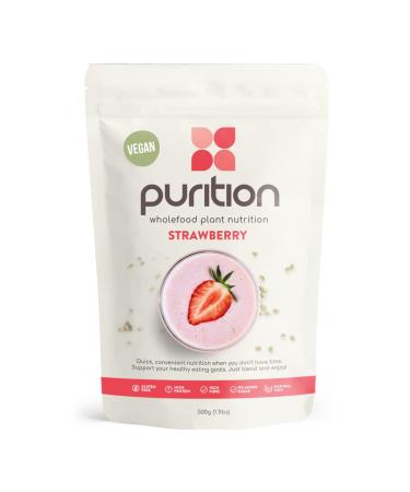 Purition Vegan Strawberry Natural Gluten Free High Protein Dairy Free Low Sugar Keto Meal Replacement Shake for Healthy Weight Management 500g 12 Servings Strawberry 500 g (Pack of 1)