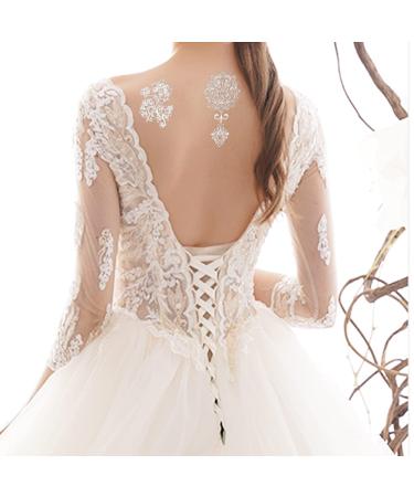 White Lace Temporary Tattoos for Women - 12 Sheets Jewelry Designs | Realistic, Waterproof Fake Stickers for Bride, Wedding & Teens - Buy Online on GoSupps.com