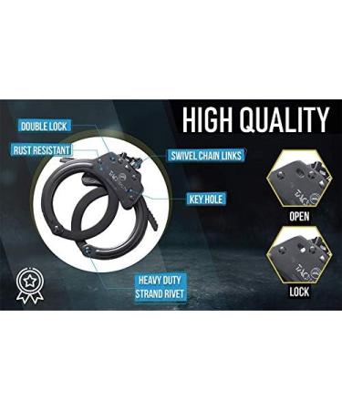 TacStealth Steel Handcuffs with Two Keys & Handcuffs Case | Heavy Duty Black Steal Professional Grade | Bend/Break Free Secure Handcuffs - Buy Online on GoSupps.com