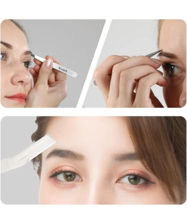 3-in-1 Precise Eyebrow Tweezers Set with Shiny Silver Finish for Women - Slant & Pointed Tweezers, Eyebrow Razor - Buy Online on GoSupps.com
