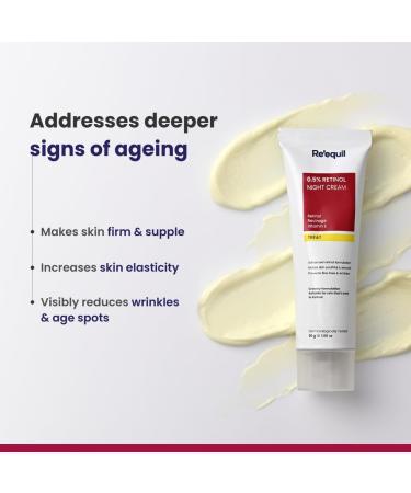 Re'equil 0.5% Retinol Night Cream | Makes Skin Youthful & Smooth | Prevents Fine Lines & Wrinkles | Unisex | All Skin Types | 30g - Buy Online on GoSupps.com