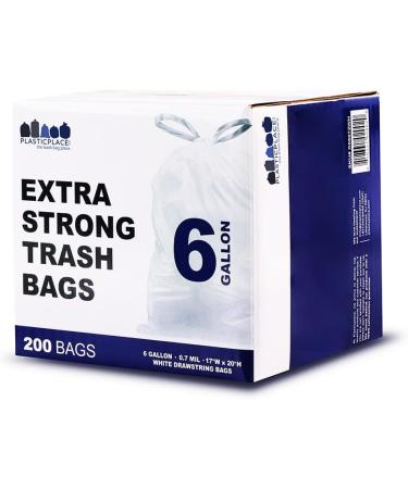 Plasticplace 6 Gallon Trash Bags - 0.7 Mil White Drawstring Liners (100 Count) - Buy Online on GoSupps.com