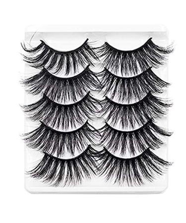 Desikixudy 5 Pairs 25mm Eyelashes Eyelashes Lashes Natural Dramatic Volume Eyelashes Extension False Eyelashes 5D94