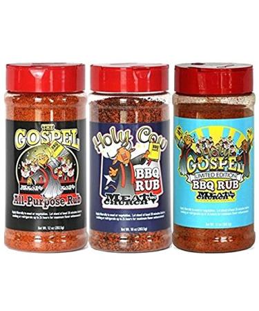 Meat Church Holy Rub & Seasoning Sampler (Variety Pack of 3 w/ one each of The Holy Gospel, Holy Cow & The Gospel)