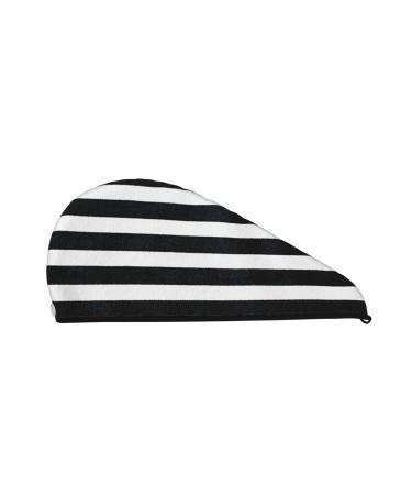 Black and White Stripes Microfiber Hair Towel Soft Super Absorbent Hair Towel Wrap for Women Coral Velvet Quick Dry Hair Cap for Long Curly and Thick Hair
