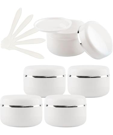 empty jars with lids cosmetic jar B0CL9KHDNF5 PC 150ml White Empty Plastic Cosmetic Jars with Screw Lid with Silver Ribbon 150g Small Storage Pot Containers for Homemade Salve 5X Spatula (Color : B