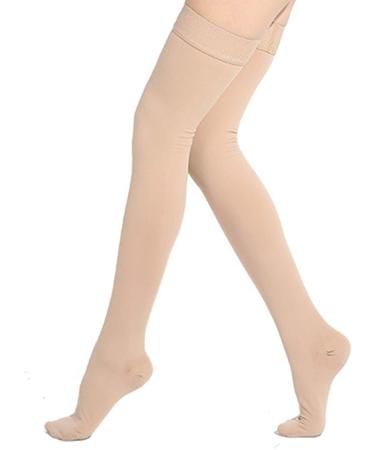 DERCLIVE Compression Stockings for Thighs - 23-32 mmHg Dotted Silicone Improve Blood Circulation Nude XXL - International Shipping Available - Buy Online on GoSupps.com