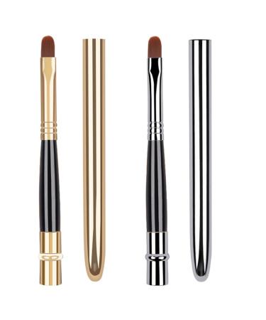 2 Pcs Retractable Lip Makeup Brush Portable Lip Brush Travel Makeup Brushes Lip Brush for Lipstick and Lip Contour
